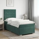 vidaXL Posteľ boxspring s matracom Tmavozelená 100 x 200 cm Zamat