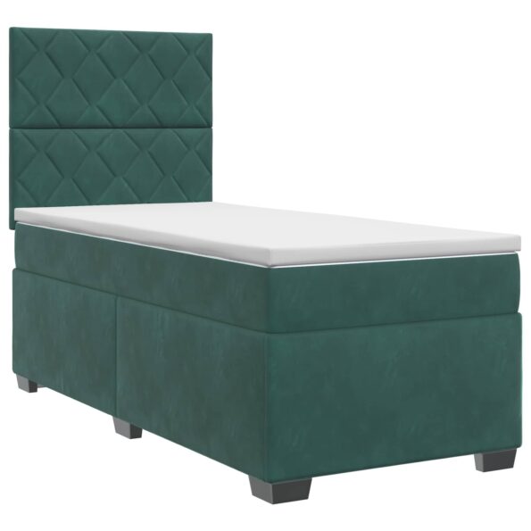 vidaXL Posteľ boxspring s matracom Tmavozelená 100 x 200 cm Zamat – Obrázok 2