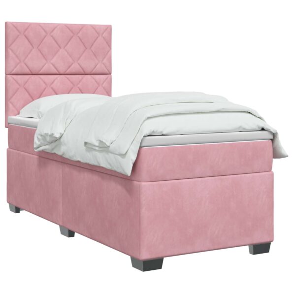 vidaXL Posteľ boxspring s matracom Ružová 100 x 200 cm Zamat – Obrázok 3