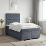 vidaXL Posteľ boxspring s matracom Tmavosivá 120 x 190 cm Zamat