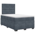 vidaXL Posteľ boxspring s matracom Tmavosivá 120 x 190 cm Zamat – Obrázok 2