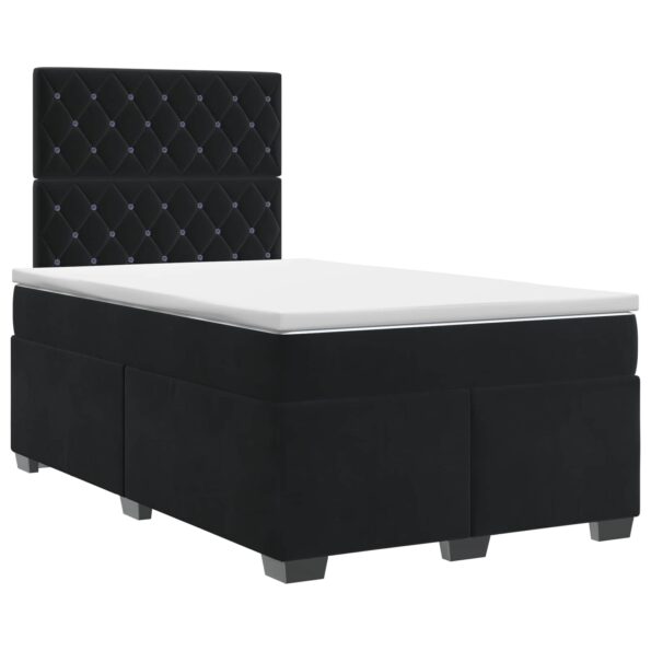 vidaXL Posteľ boxspring s matracom Čierna 120 x 190 cm Zamat – Obrázok 2