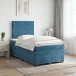 vidaXL Posteľ boxspring s matracom Modrá 120 x 190 cm Zamat
