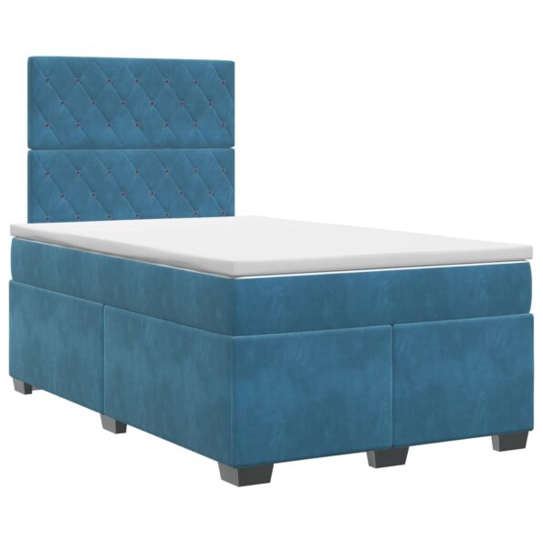 vidaXL Posteľ boxspring s matracom Modrá 120 x 190 cm Zamat – Obrázok 2