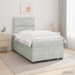 vidaXL Posteľ boxspring s matracom Svetlosivá 120 x 190 cm Zamat