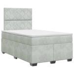 vidaXL Posteľ boxspring s matracom Svetlosivá 120 x 190 cm Zamat – Obrázok 2