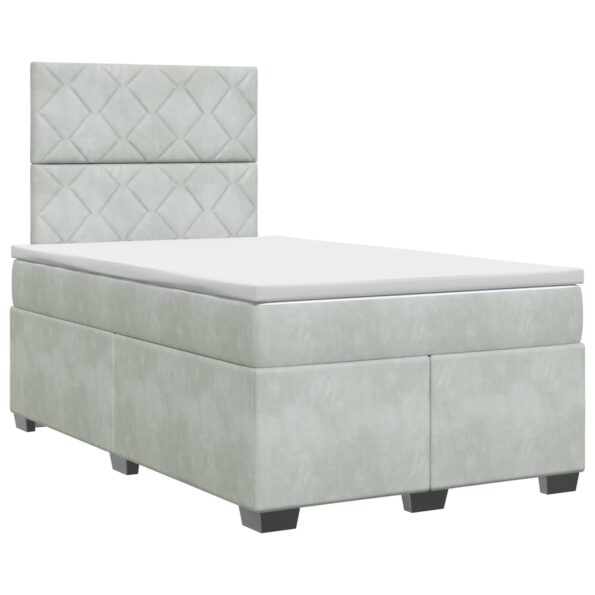 vidaXL Posteľ boxspring s matracom Svetlosivá 120 x 190 cm Zamat – Obrázok 2
