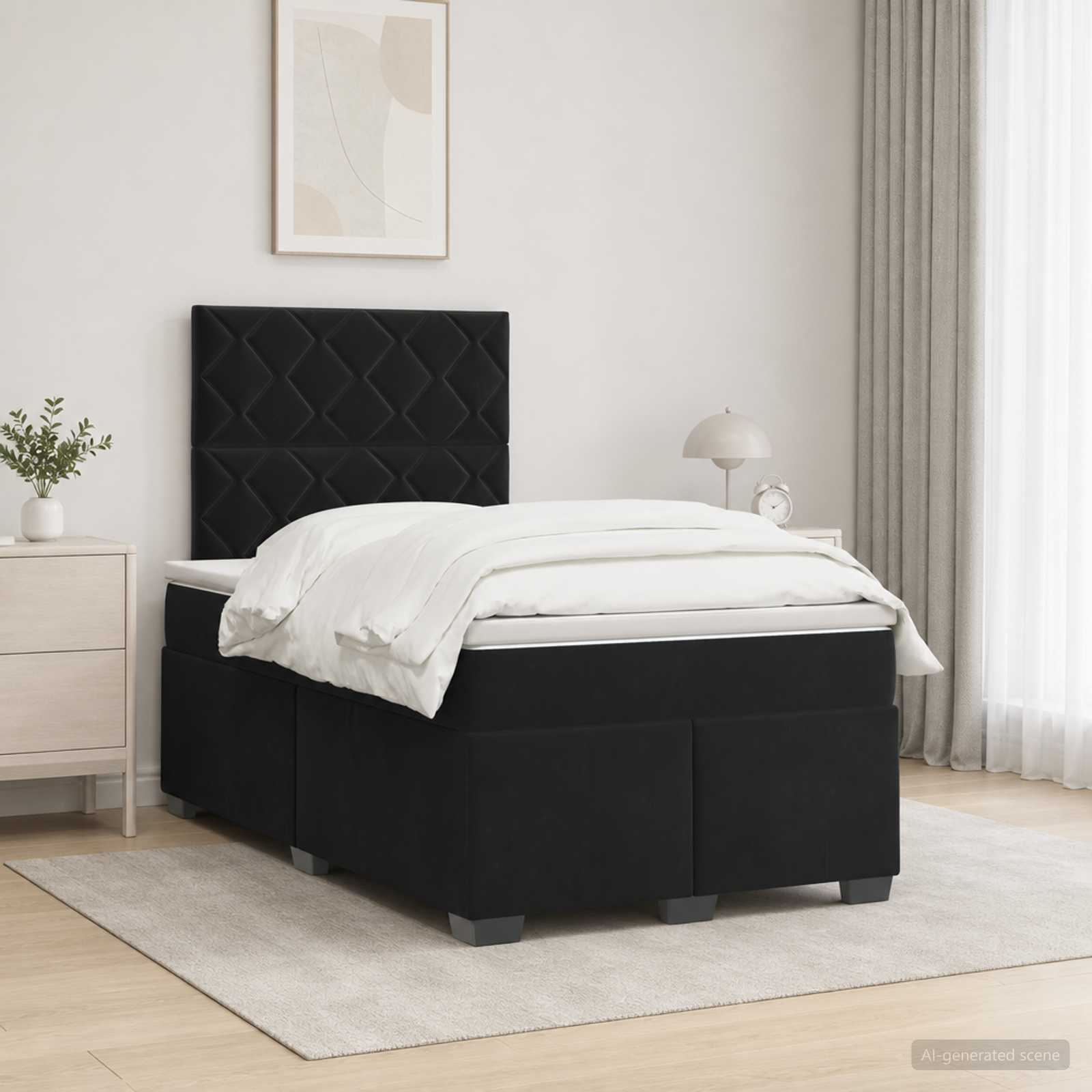 3453610_1.jpg vidaXL Posteľ boxspring s matracom Čierna 120 x 190 cm Zamat – Obrázok 1