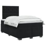 vidaXL Posteľ boxspring s matracom Čierna 120 x 190 cm Zamat – Obrázok 3