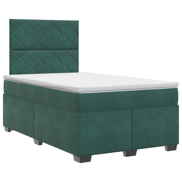 vidaXL Posteľ boxspring s matracom Tmavozelená 120 x 190 cm Zamat – Obrázok 2