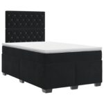 vidaXL Posteľ boxspring s matracom Čierna 120 x 200 cm Zamat – Obrázok 2