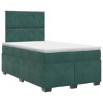 vidaXL Posteľ boxspring s matracom Tmavozelená 120 x 200 cm Zamat – Obrázok 2