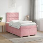 vidaXL Posteľ boxspring s matracom Ružová 120 x 200 cm Zamat