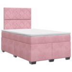 vidaXL Posteľ boxspring s matracom Ružová 120 x 200 cm Zamat – Obrázok 2