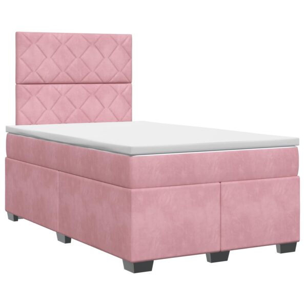 vidaXL Posteľ boxspring s matracom Ružová 120 x 200 cm Zamat – Obrázok 2