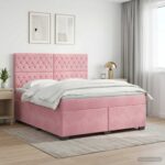 vidaXL Posteľ boxspring s matracom Ružová 140 x 200 cm Zamat