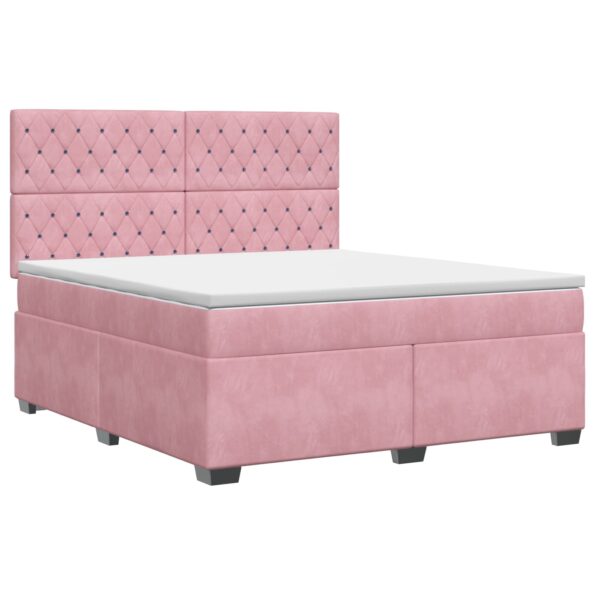 vidaXL Posteľ boxspring s matracom Ružová 140 x 200 cm Zamat – Obrázok 2