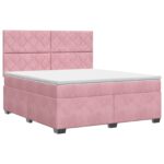 vidaXL Posteľ boxspring s matracom Ružová 140 x 200 cm Zamat – Obrázok 2