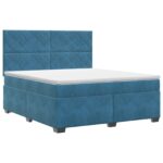 vidaXL Posteľ boxspring s matracom Modrá 160 x 200 cm Zamat – Obrázok 2