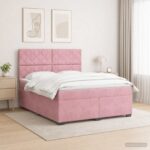 vidaXL Posteľ boxspring s matracom Ružová 160 x 200 cm Zamat