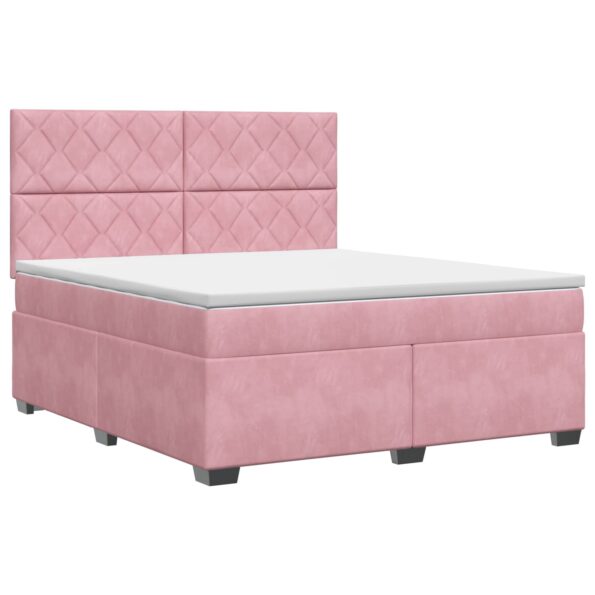 vidaXL Posteľ boxspring s matracom Ružová 160 x 200 cm Zamat – Obrázok 2