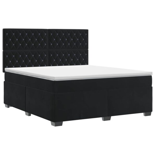 vidaXL Posteľ boxspring s matracom Čierna 180 x 200 cm Zamat – Obrázok 2