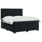 vidaXL Posteľ boxspring s matracom Čierna 180 x 200 cm Zamat – Obrázok 3