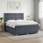vidaXL Posteľ boxspring s matracom Tmavosivá 180 x 200 cm Zamat