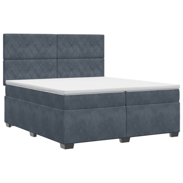 vidaXL Posteľ boxspring s matracom Tmavosivá 200 x 200 cm Zamat – Obrázok 2