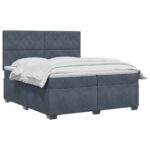 vidaXL Posteľ boxspring s matracom Tmavosivá 200 x 200 cm Zamat – Obrázok 3