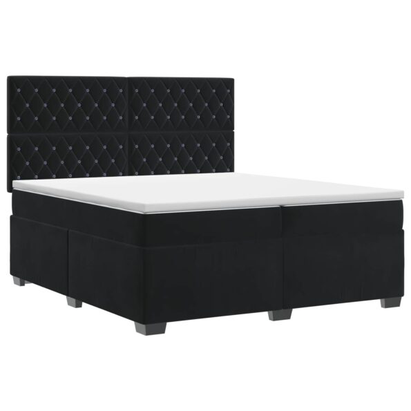 vidaXL Posteľ boxspring s matracom Čierna 200 x 200 cm Zamat – Obrázok 2