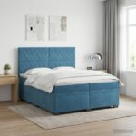 vidaXL Posteľ boxspring s matracom Modrá 200 x 200 cm Zamat