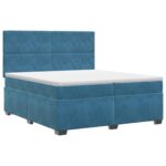 vidaXL Posteľ boxspring s matracom Modrá 200 x 200 cm Zamat – Obrázok 2
