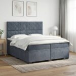 vidaXL Posteľ boxspring s matracom Tmavosivá 200 x 200 cm Zamat