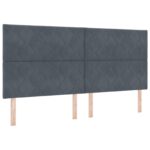 vidaXL Posteľ boxspring s matracom Tmavosivá 200 x 200 cm Zamat – Obrázok 4