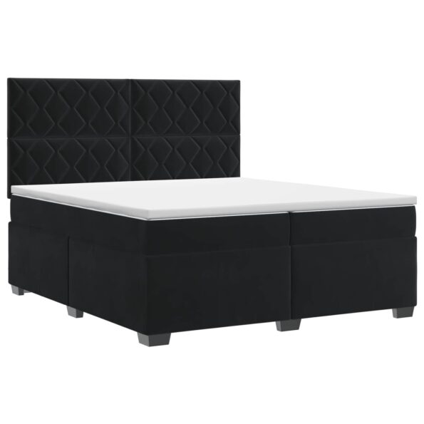 vidaXL Posteľ boxspring s matracom Čierna 200 x 200 cm Zamat – Obrázok 2
