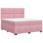 vidaXL Posteľ boxspring s matracom Ružová 200 x 200 cm Zamat – Obrázok 2
