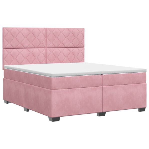 vidaXL Posteľ boxspring s matracom Ružová 200 x 200 cm Zamat – Obrázok 2