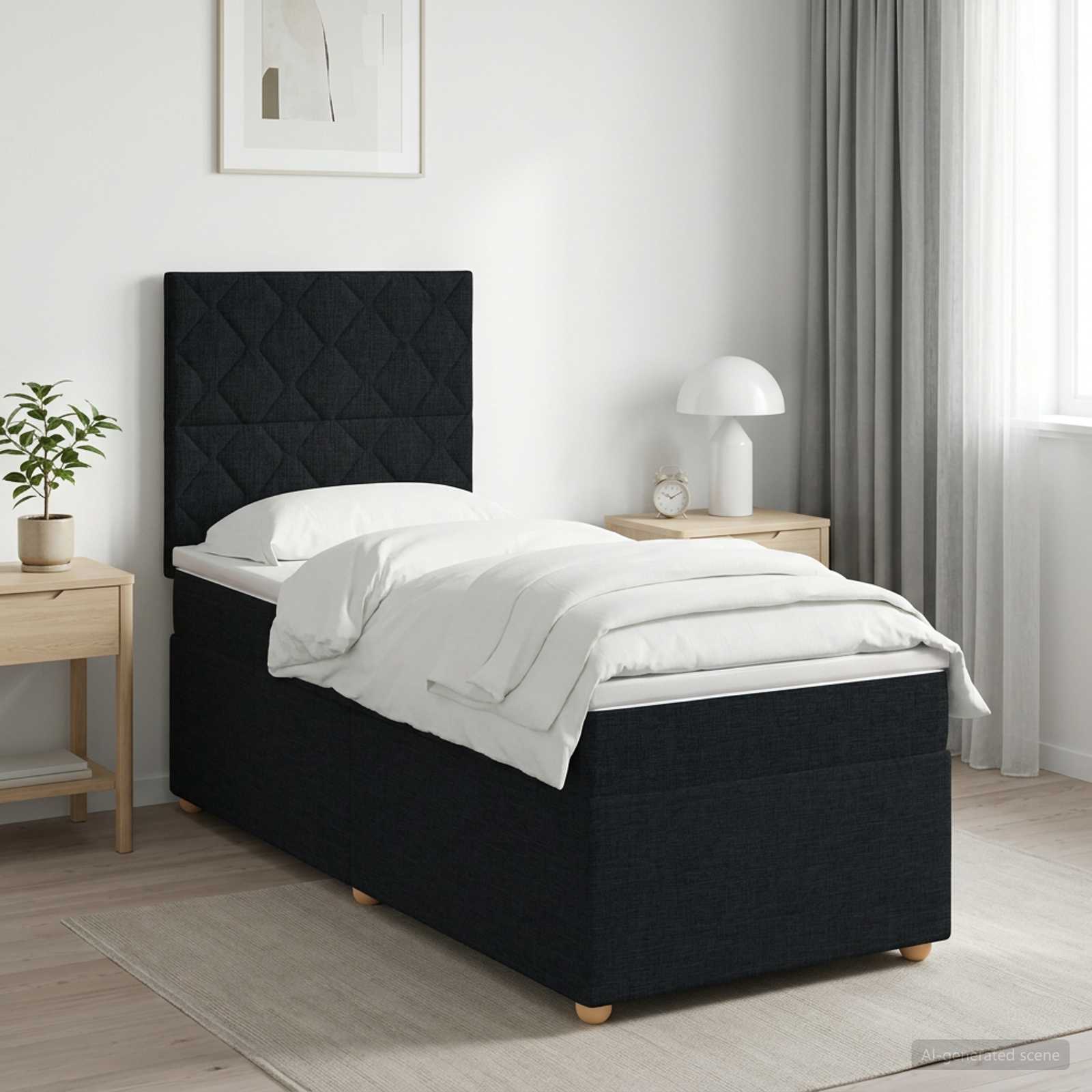 3453762_1.jpg vidaXL Posteľ boxspring s matracom Čierna 80 x 200 cm Látka – Obrázok 1