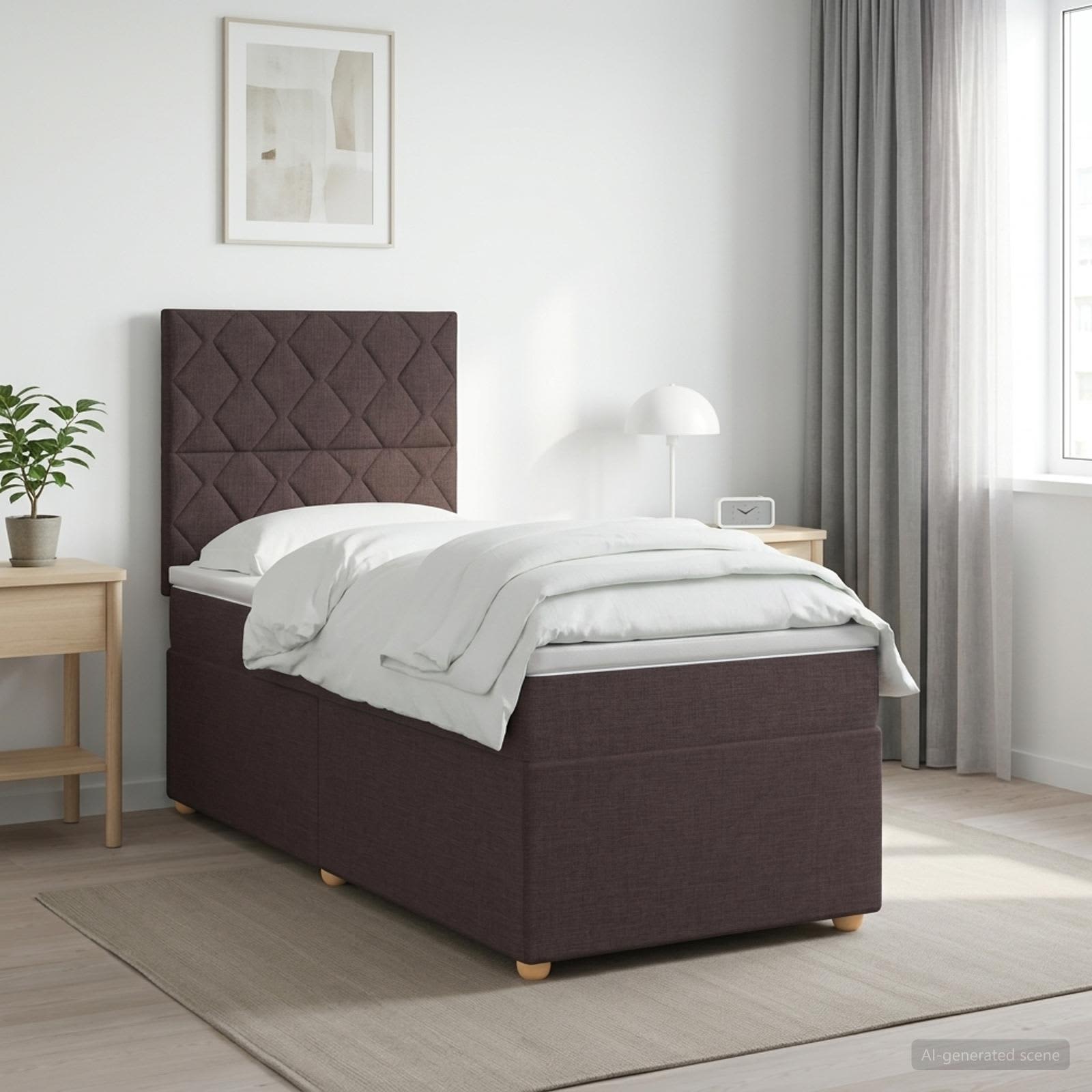 3453763_1.jpg vidaXL Posteľ boxspring s matracom Tmavohnedá 80 x 200 cm Látka – Obrázok 1