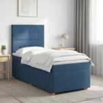 vidaXL Posteľ boxspring s matracom Modrá 90 x 200 cm Látka