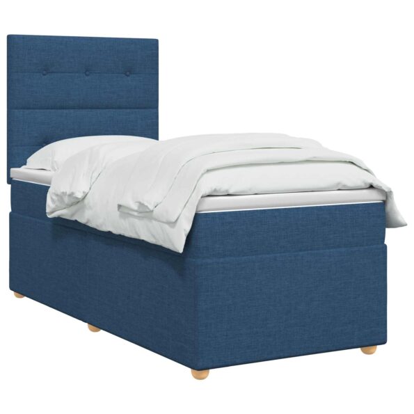 vidaXL Posteľ boxspring s matracom Modrá 90 x 200 cm Látka – Obrázok 3