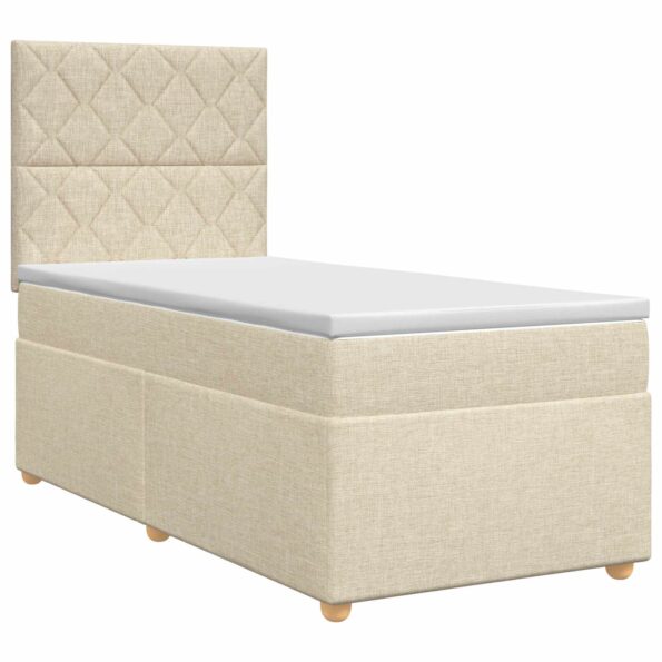 vidaXL Posteľ boxspring s matracom Krémová 90 x 200 cm Látka – Obrázok 2
