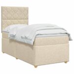 vidaXL Posteľ boxspring s matracom Krémová 90 x 200 cm Látka – Obrázok 3