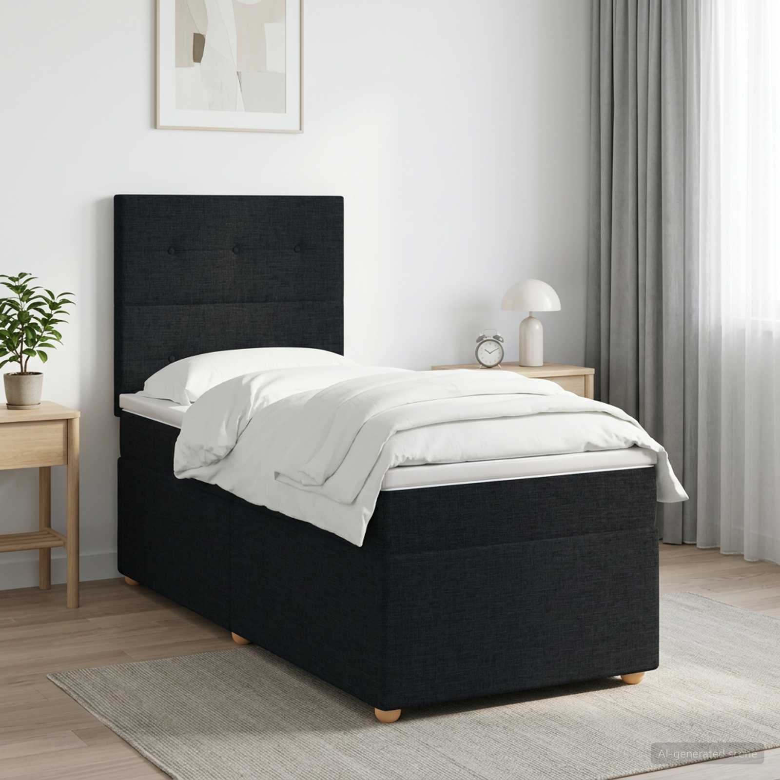 3453818_1.jpg vidaXL Posteľ boxspring s matracom Čierna 100 x 200 cm Látka – Obrázok 1