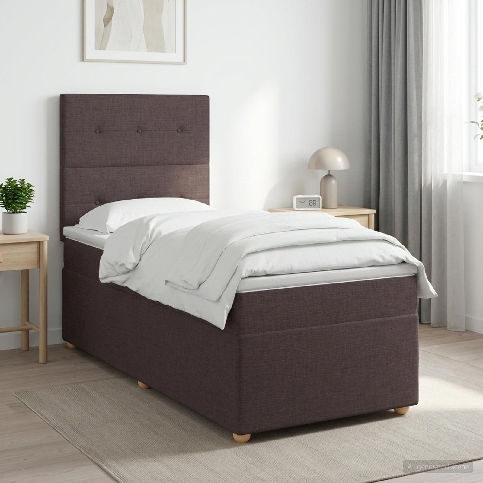 3453819_1.jpg vidaXL Posteľ boxspring s matracom Tmavohnedá 100 x 200 cm Látka – Obrázok 1