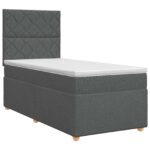 vidaXL Posteľ boxspring s matracom Tmavosivá 100 x 200 cm Látka – Obrázok 2