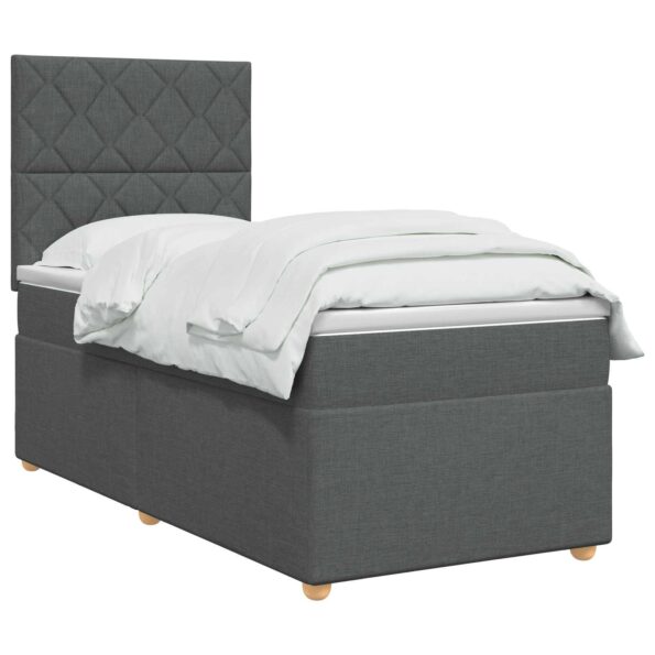 vidaXL Posteľ boxspring s matracom Tmavosivá 100 x 200 cm Látka – Obrázok 3