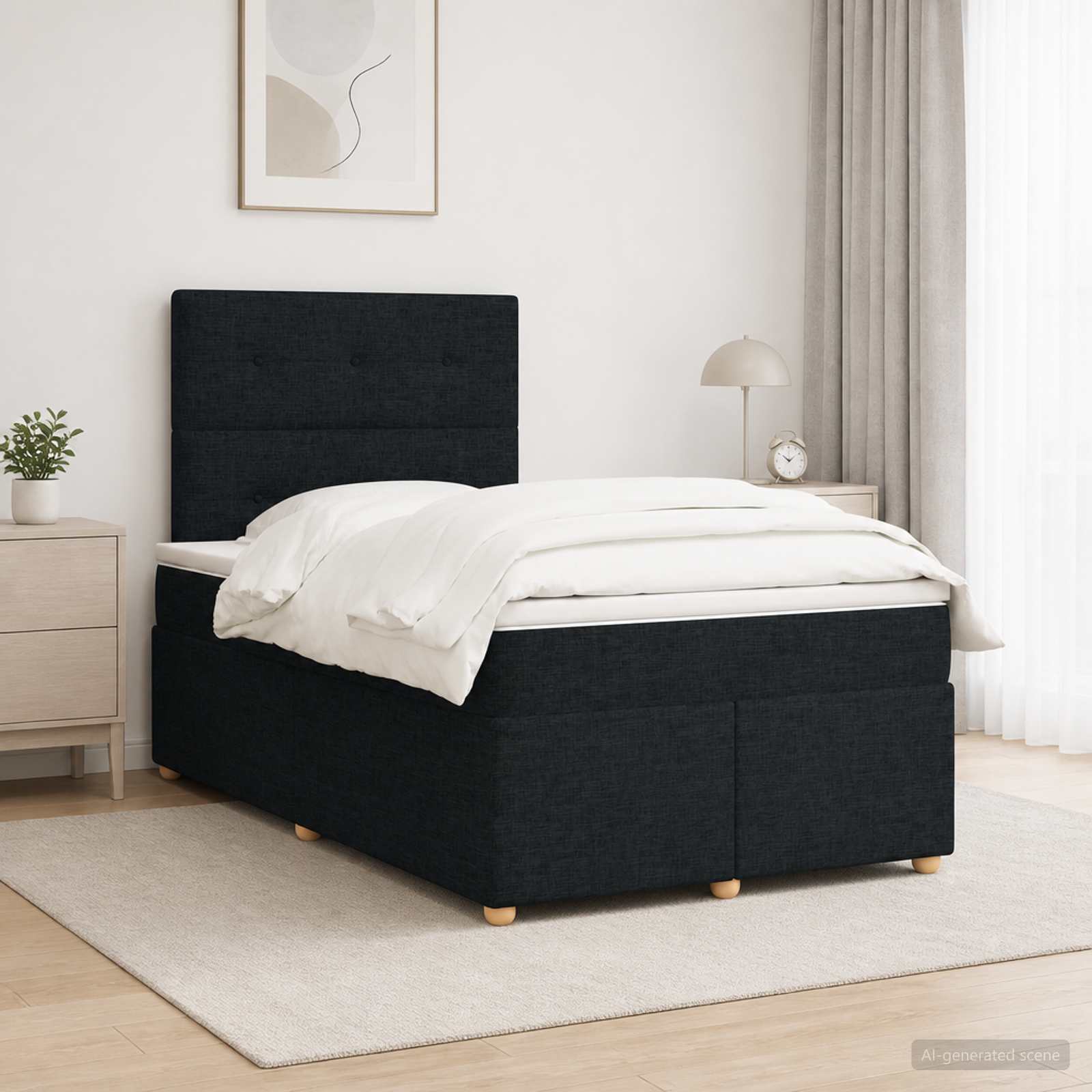 3453839_1.jpg vidaXL Posteľ boxspring s matracom Čierna 120 x 190 cm Látka – Obrázok 1