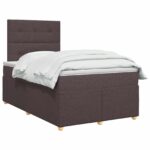 vidaXL Posteľ boxspring s matracom Tmavohnedá 120 x 190 cm Látka – Obrázok 3